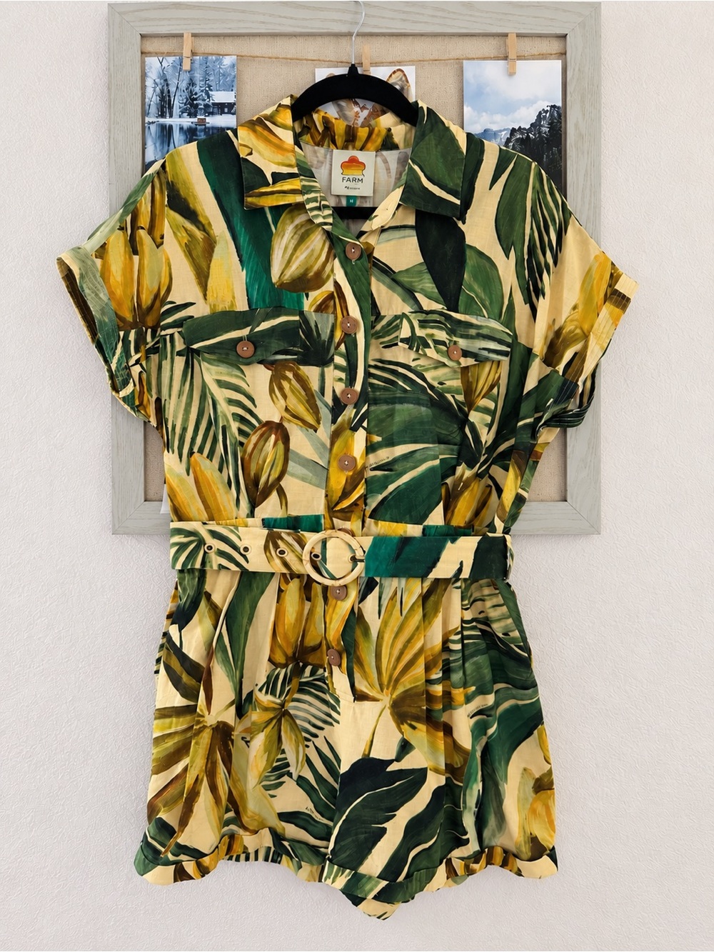 Farm Rio Tropical Banana Leaf Romper Size M